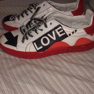 Dolce and Gabbana melt sneakers, size 10 , red and white heart shoes